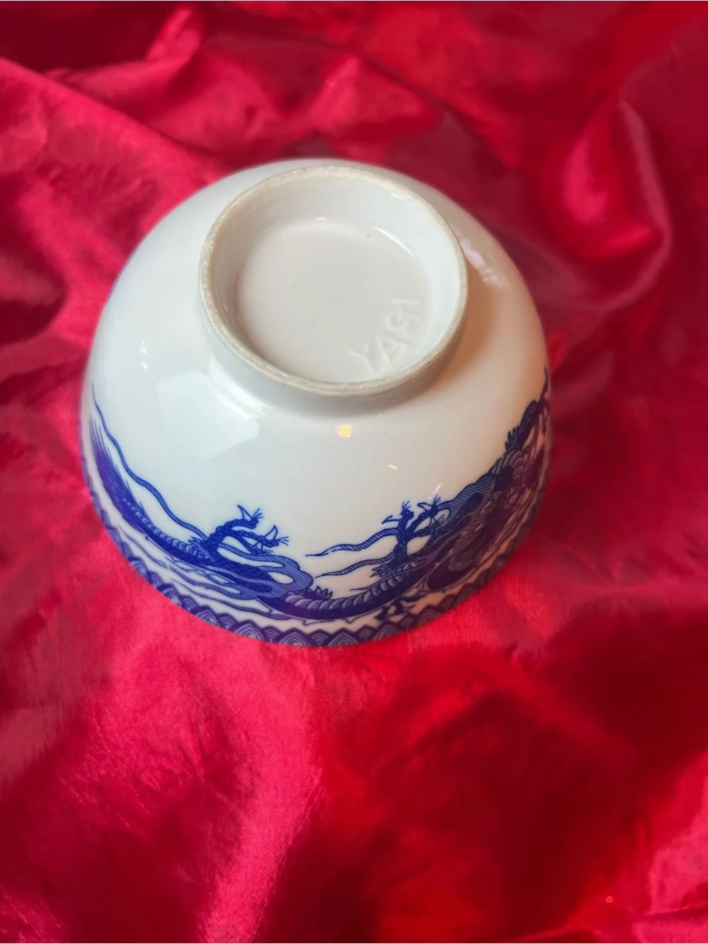 White Porcelain Serving Bowl with Blue Dragon Motif